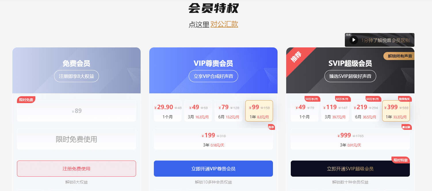 会员价格说明