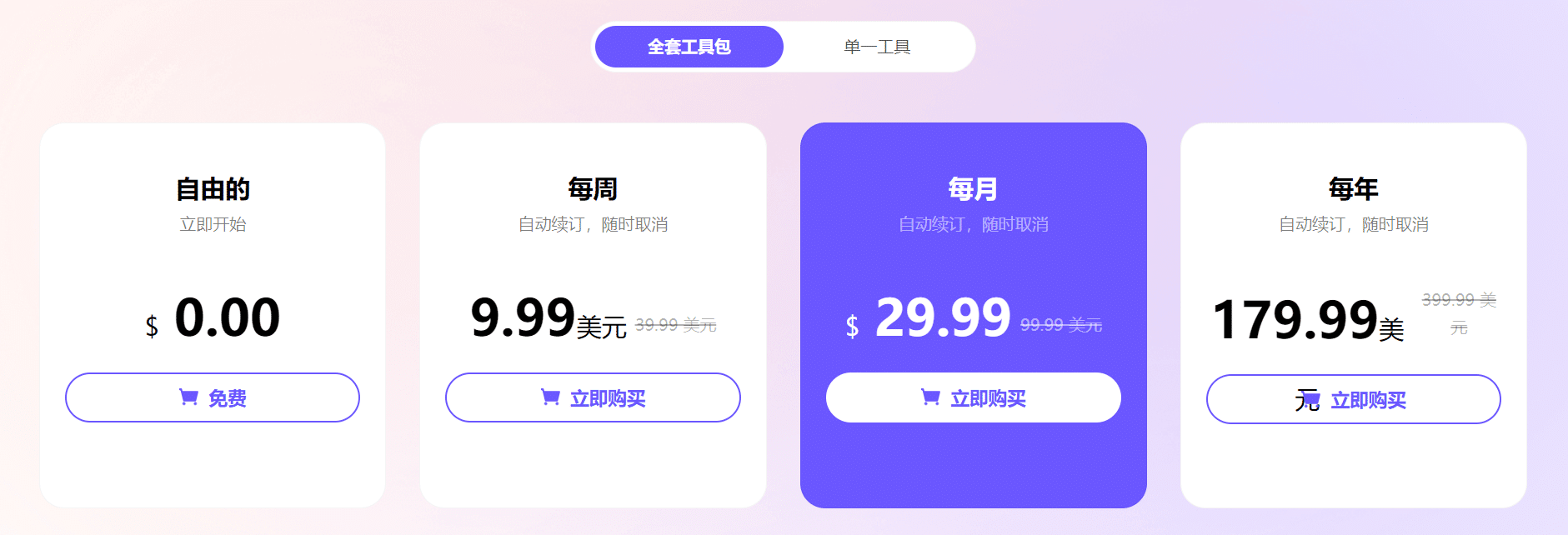 全套工具包价格说明