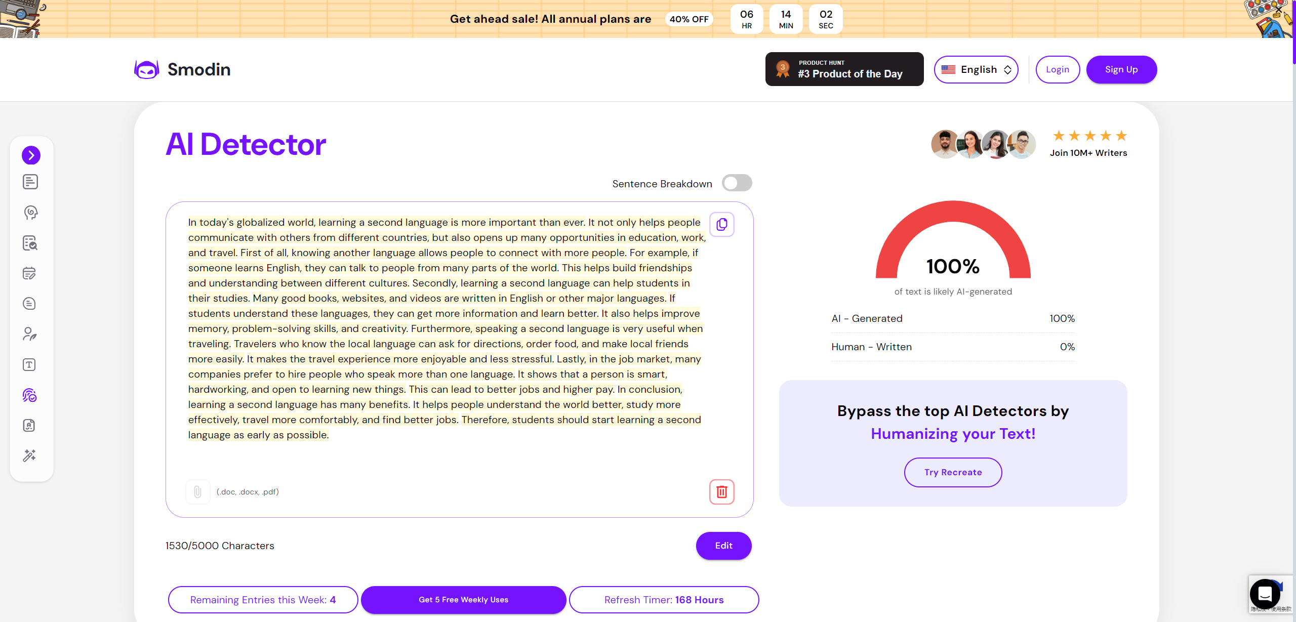 Smodin:可检测并降低 AI 率的多语言 AI 写作助手
